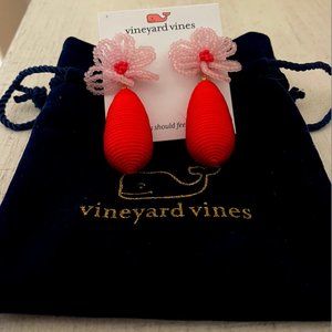Vineyard Vines Flower Beaded Wrap Earrings Papaya Punch